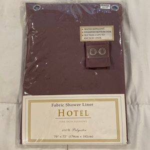 NWT Hotel fabric shower liner, plum color, 70” x 72”